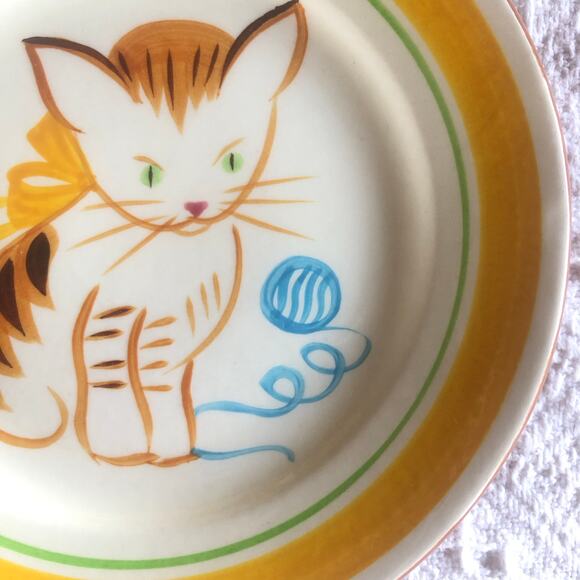 Vintage 60s 70s  Stangl “Ginger Cat” 9" Plate with Stand Kiddieware Collectible - Picture 5 of 9